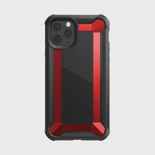 The iPhone 11 Pro Max Case - TACTICAL by Raptic stands out with its red and black design. Made with a shock-absorbing rubber exterior, this case meets the Military Standard MIL-STD.