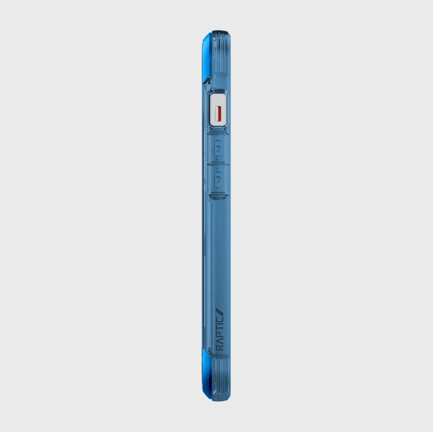 A drop-proof, wireless charging compatible iPhone 13 Case - AIR on a white background with 13-foot drop protection, manufactured by Raptic.
