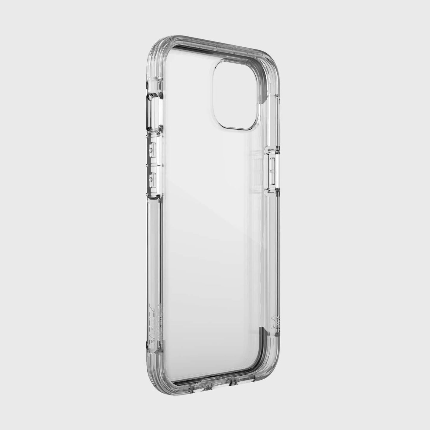A drop proof clear Raptic iPhone 13 Case - AIR on a white background with 13 foot drop protection.