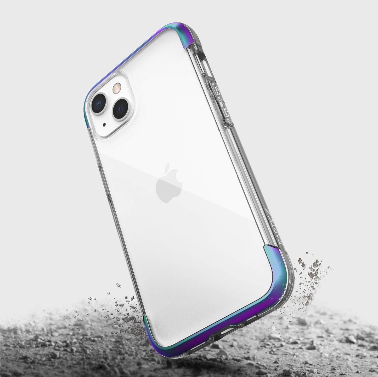 The back of an iPhone 13 Case - AIR with rainbow colored wireless charging.
