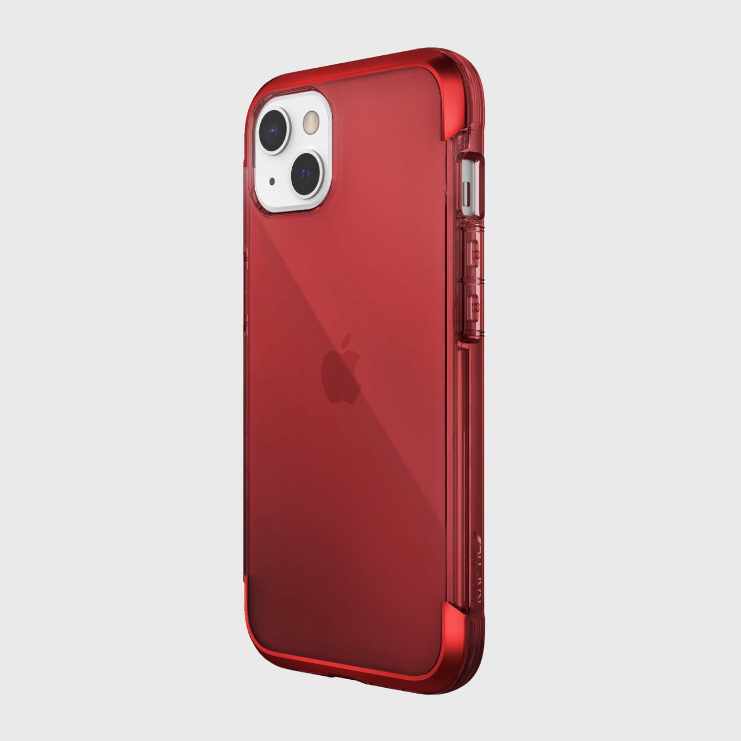 The red iPhone 13 Case - AIR by Raptic is drop proof and wireless charging compatible, shown on a white background.