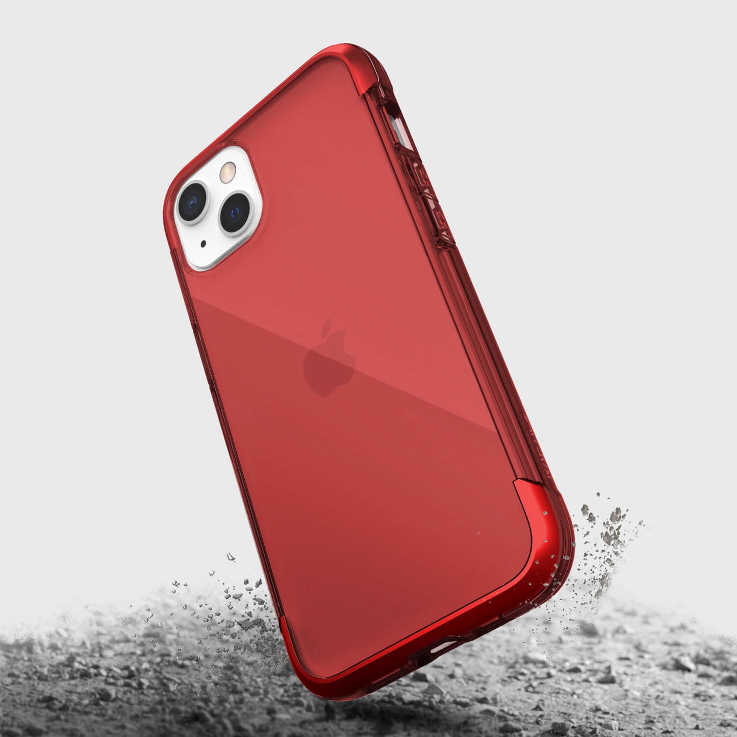 A red Raptic iPhone 13 Case - AIR that is drop proof and offers 13 foot drop protection.