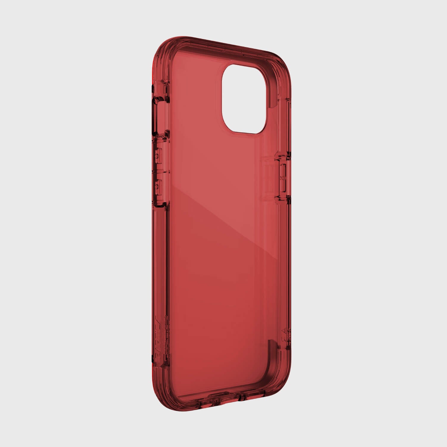 A drop proof red iPhone 13 Case - AIR by Raptic on a white background providing 13 foot drop protection. It is also wireless charging compatible.