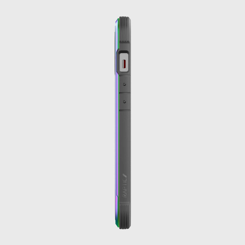 The back view of an iPhone 13 Mini Case - SHIELD PRO with a rainbow colored back.