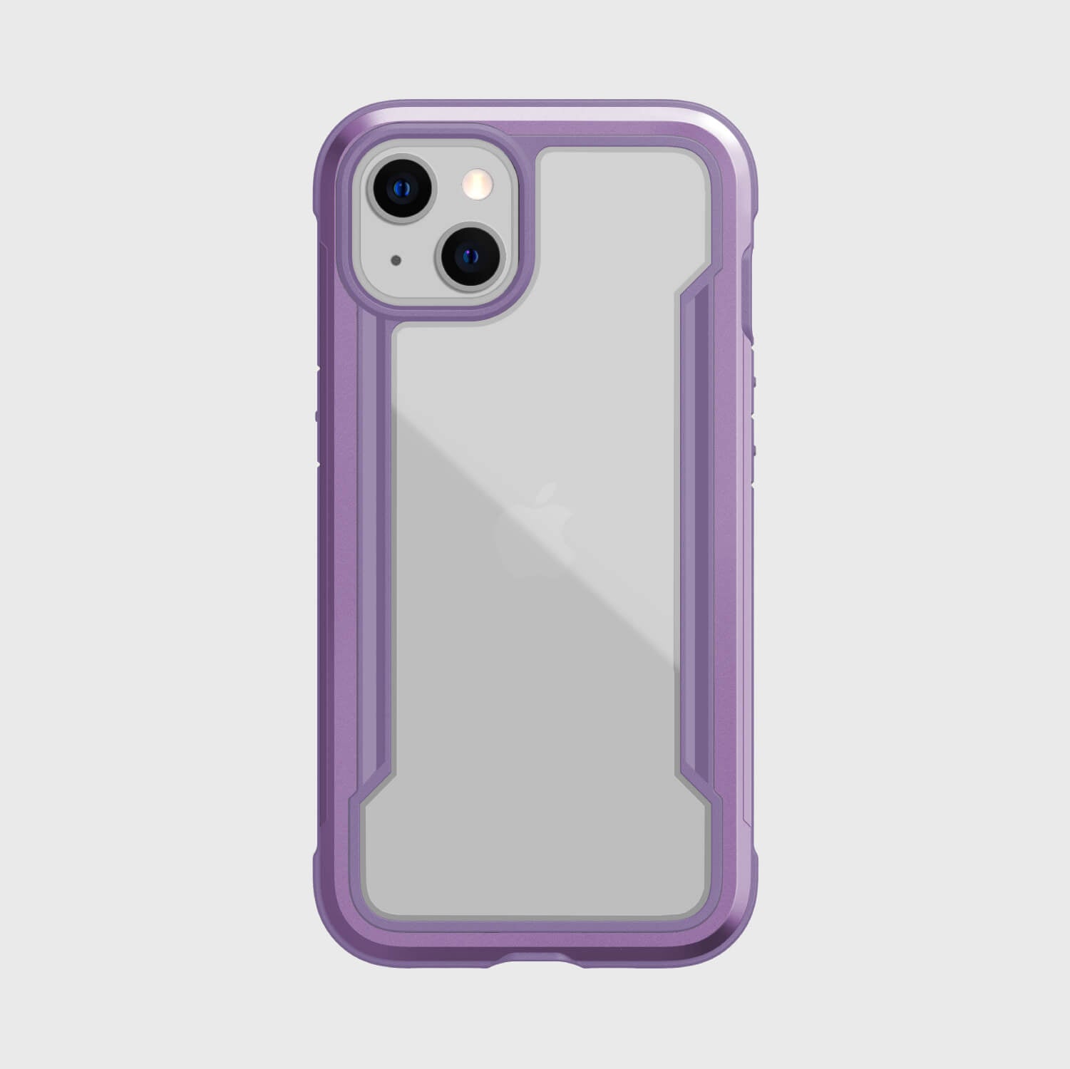The back of a Raptic iPhone 13 Case - SHIELD PRO in purple, offering drop protection.