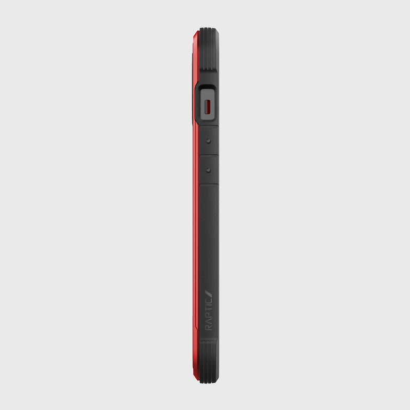 The back view of a red and black iPhone 13 Mini Case - SHIELD PRO by Raptic.