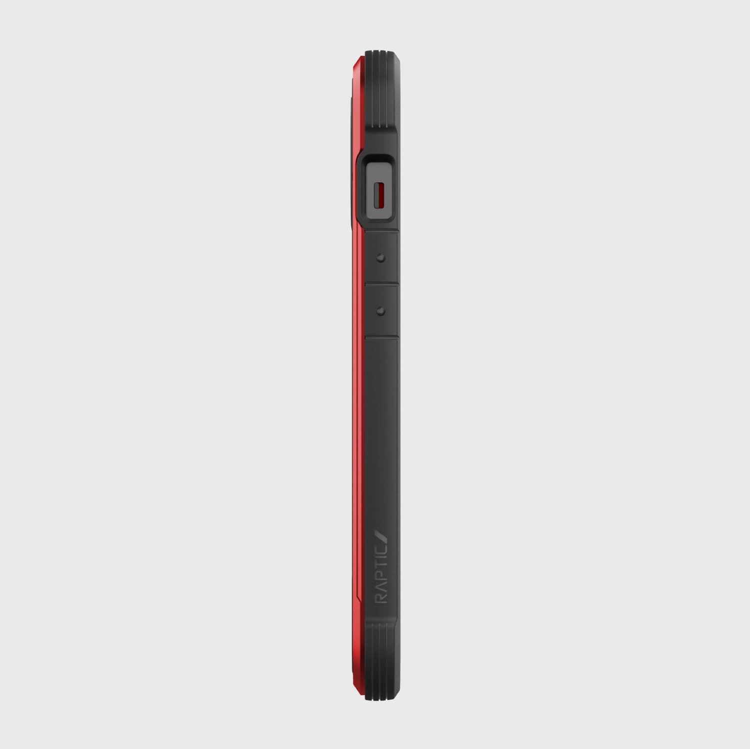 The back view of a red and black iPhone 13 Mini Case - SHIELD PRO by Raptic.