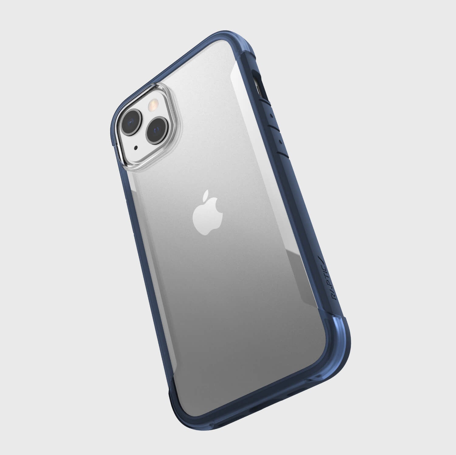 The back view of an eco-friendly Raptic iPhone 13 Case - TERRAIN in blue.