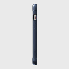 The back view of a blue iPhone 13 Case - TERRAIN, an eco-friendly electronic device that minimizes landfill waste by Raptic.