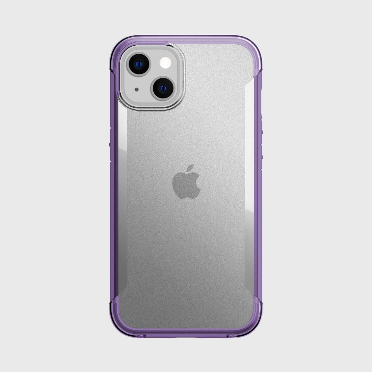 The back view of an eco-friendly Raptic iPhone 13 case in purple - TERRAIN.