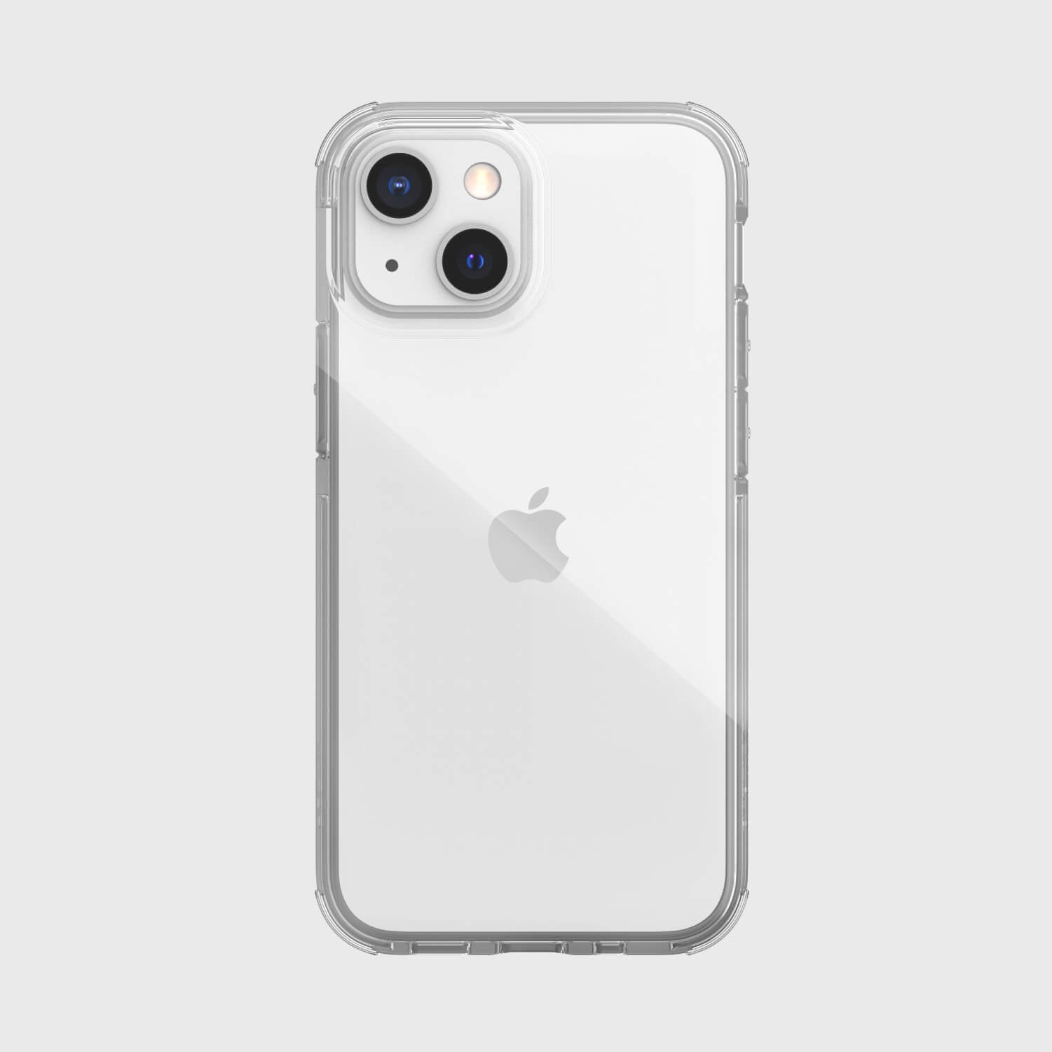 The back view of an iPhone 13 Mini Case - CLEAR on a white background, made by Raptic.