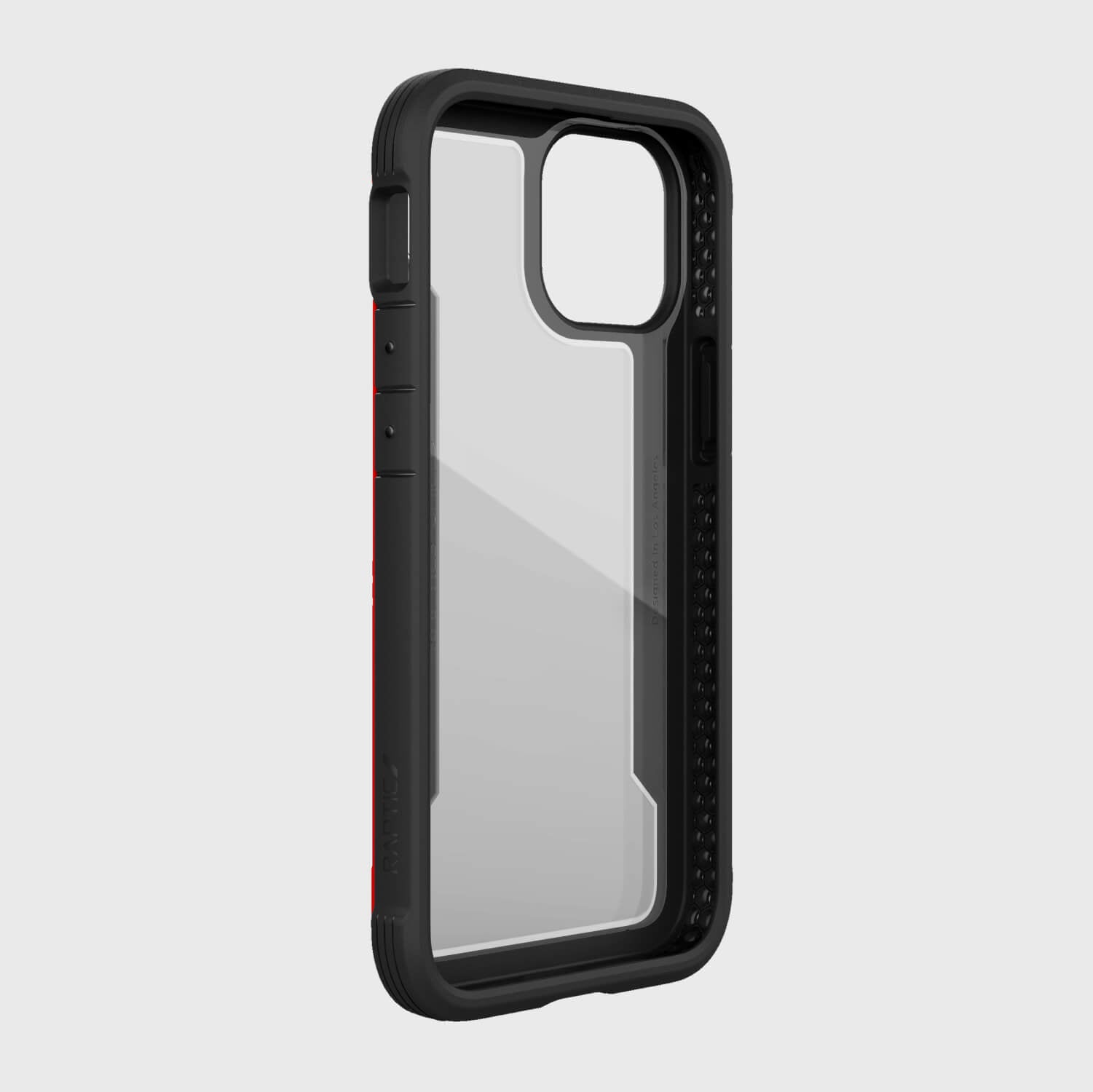 The Raptic iPhone 13 Mini Case - SHIELD PRO is black and red.