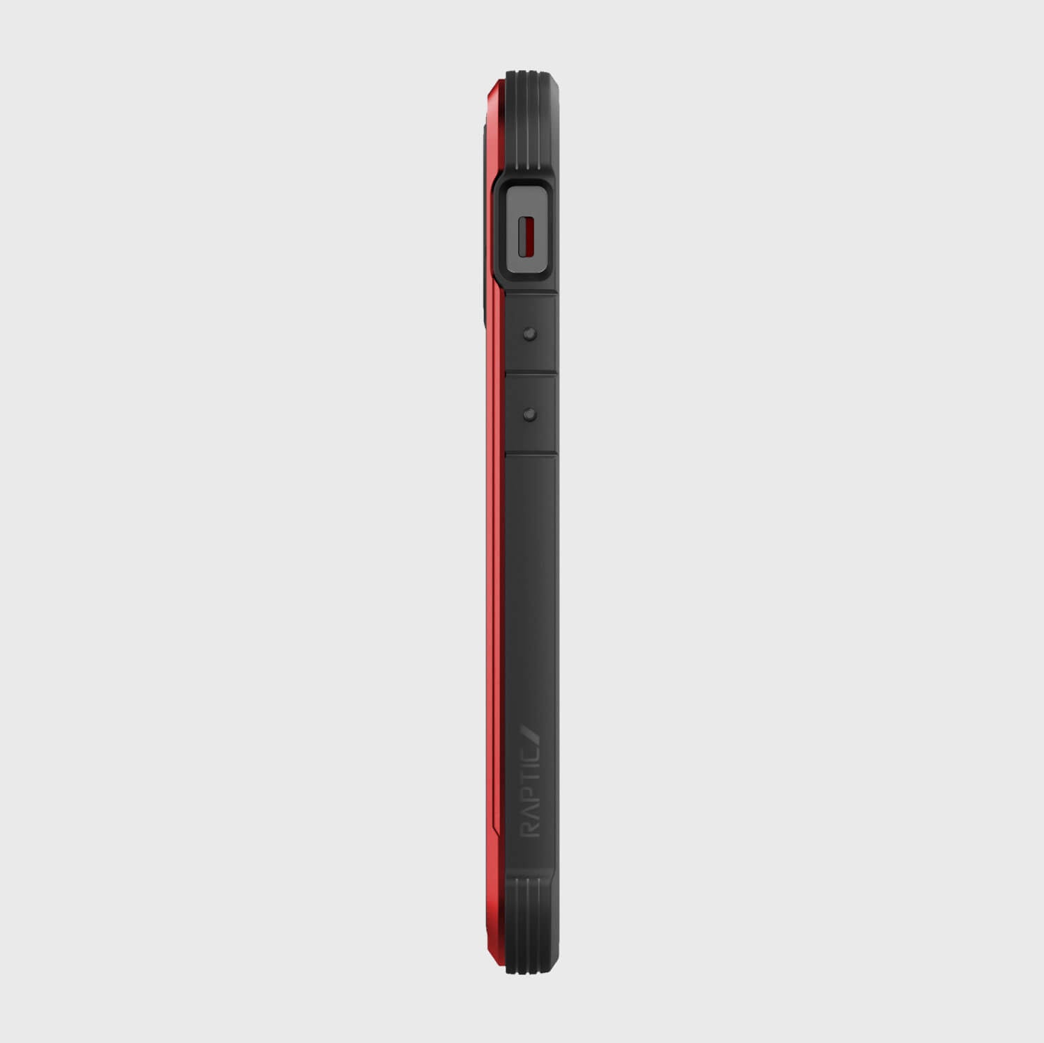 A red and black iPhone 13 Mini Case - SHIELD PRO by Raptic on a white background.