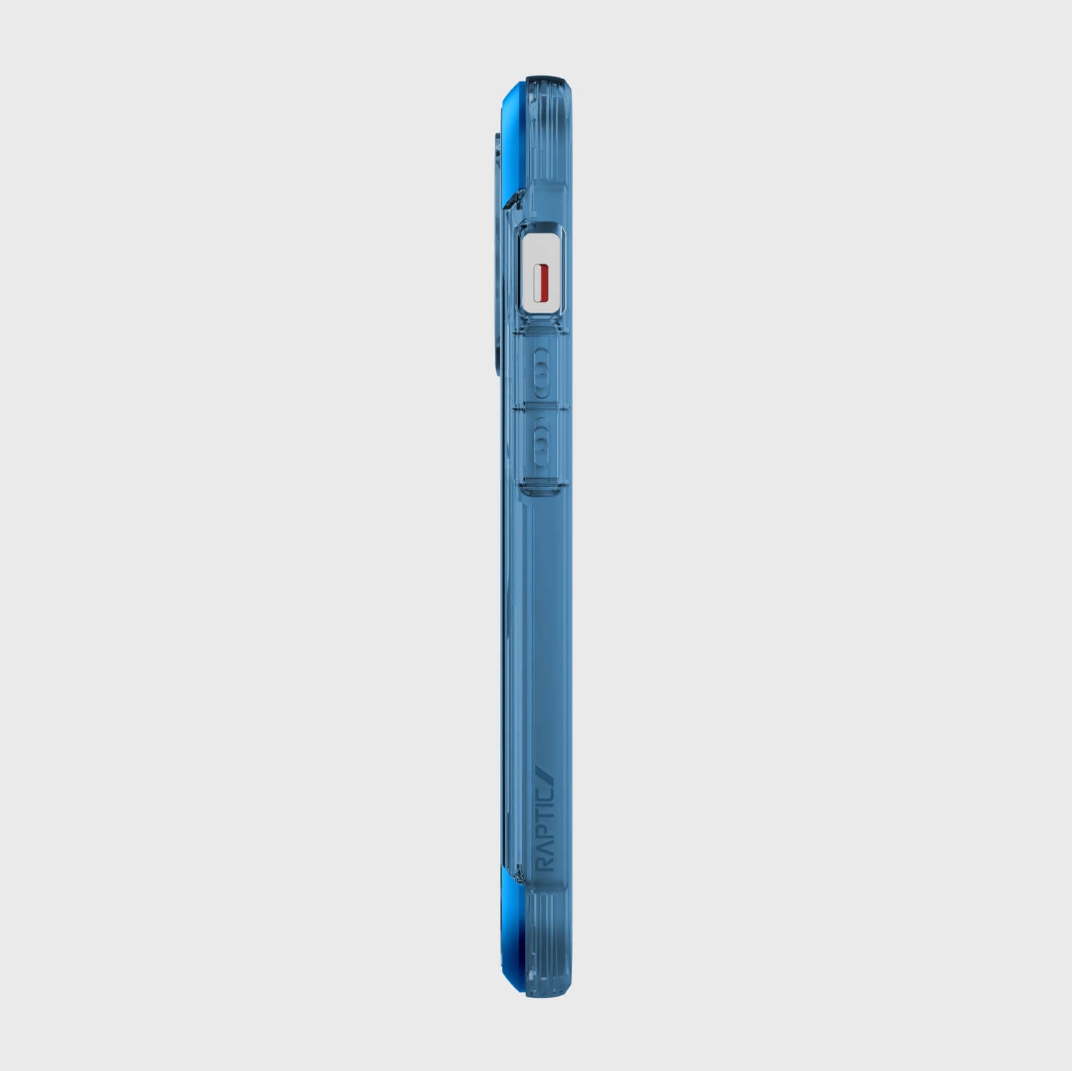 A blue Raptic iPhone 13 Pro Case - AIR on a white background, drop proof.