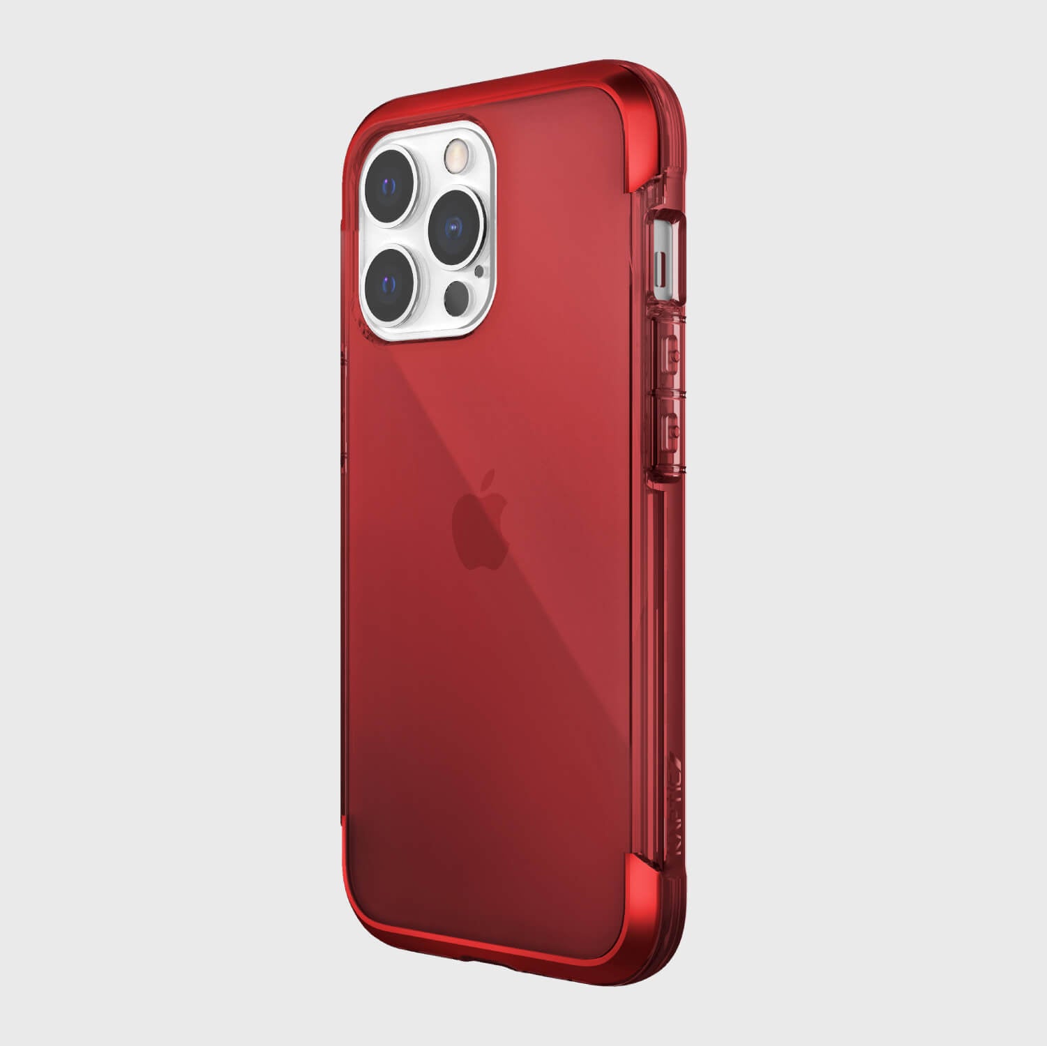 A red Raptic iPhone 13 Pro Case - AIR with drop proof and multiple cameras.