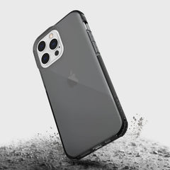 The back of an iPhone 14 Pro Clear Case - Raptic Clear in black.