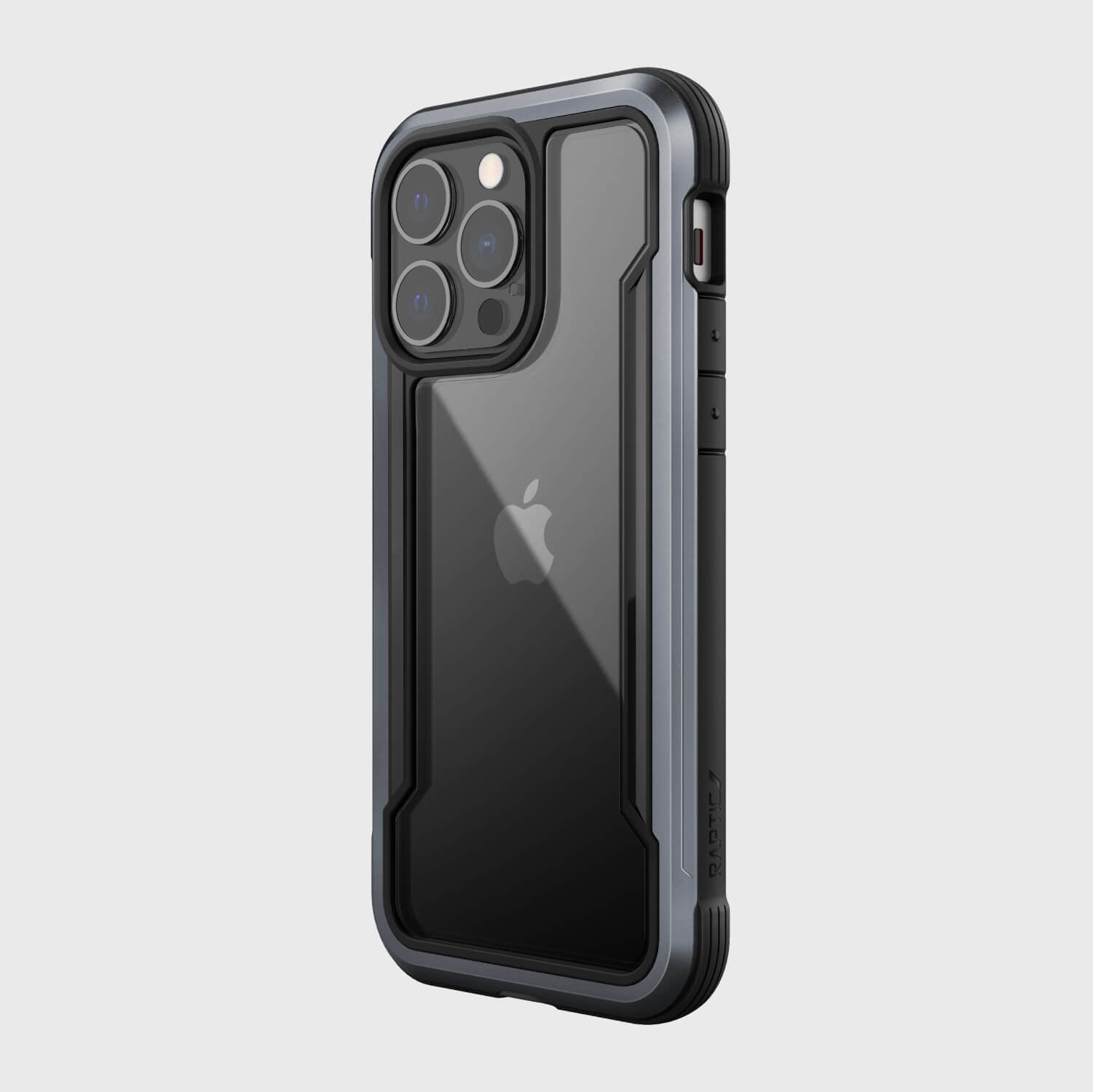 The iPhone 13 Pro Max Case - SHIELD PRO in black provides drop protection. (Brand Name: Raptic)
