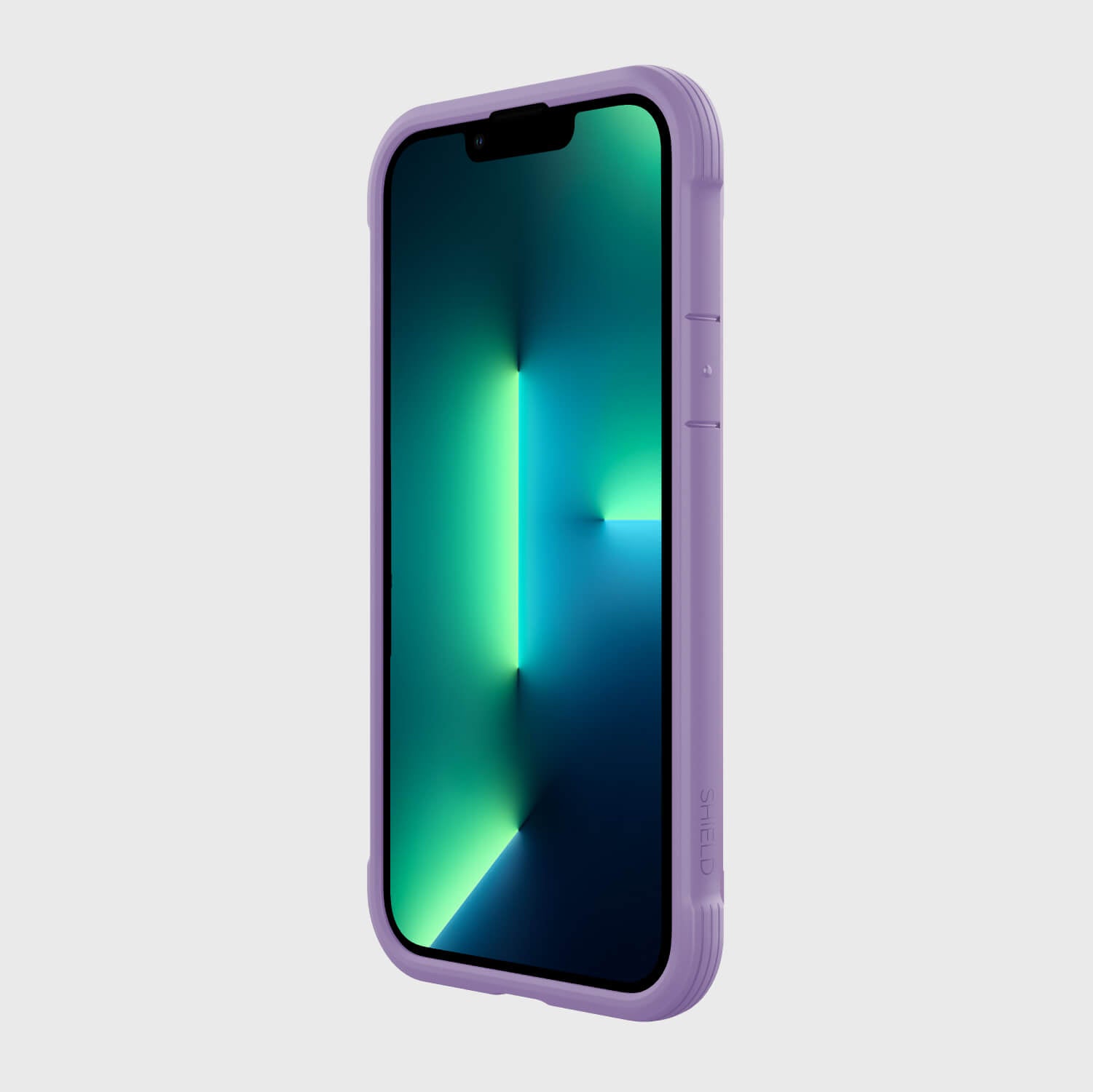A purple Raptic SHIELD PRO case on a white background, providing drop protection for iPhone 13 Pro.