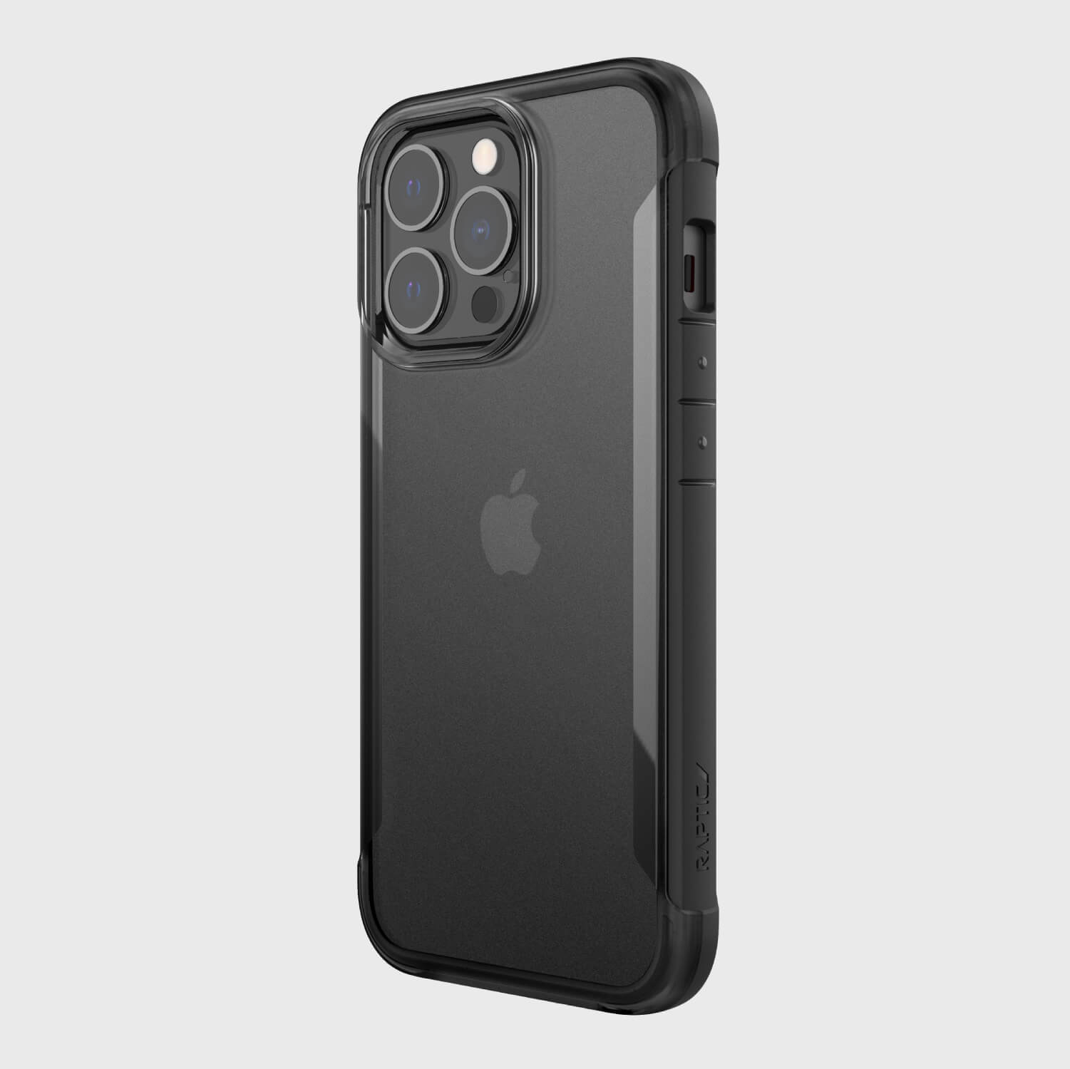Showing an iPhone 13 Pro max in a black Raptic Terrain case
