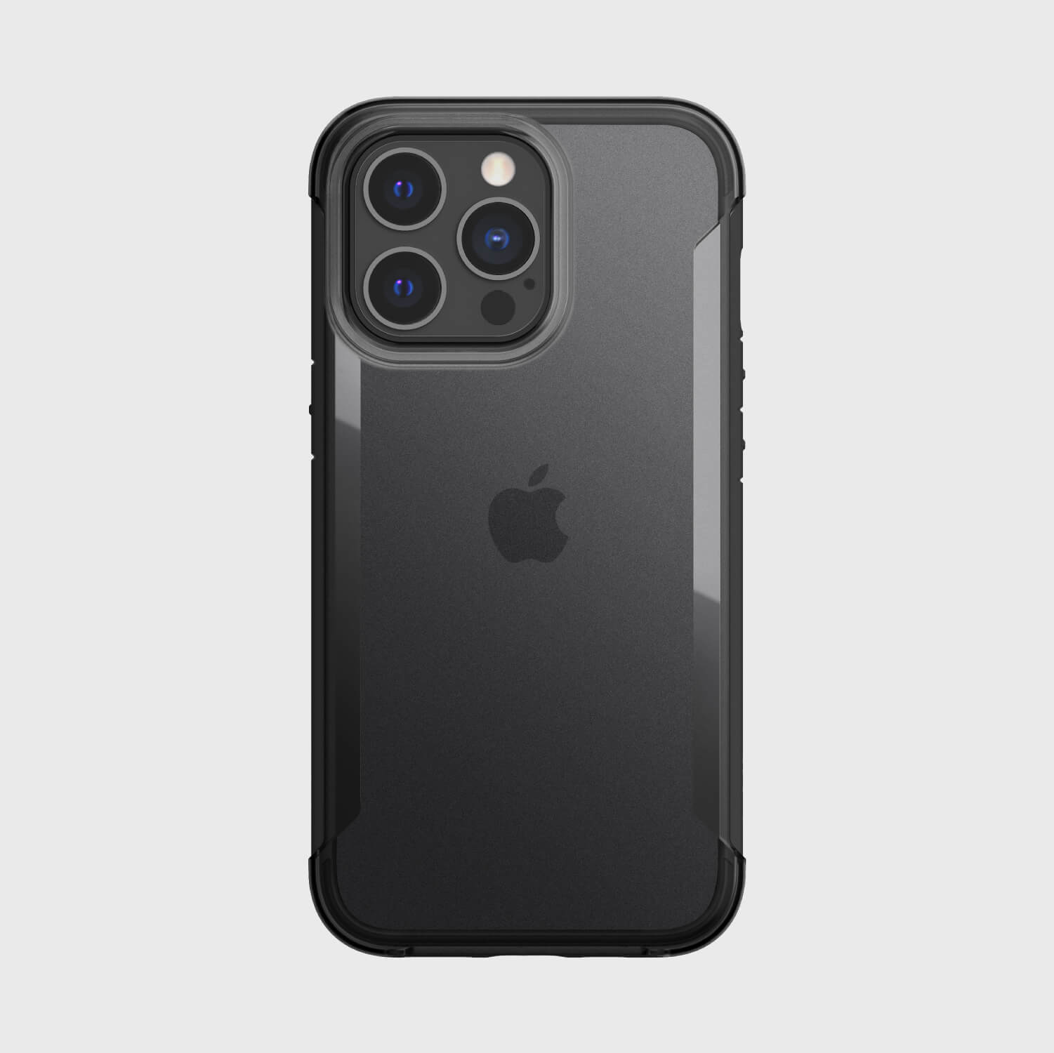 The eco-friendly black back of an iPhone 13 Pro case - TERRAIN by Raptic.