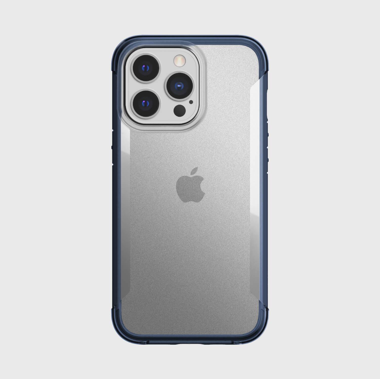 The eco-friendly back view of an iPhone 13 Pro Max Case - TERRAIN in blue, designed to biodegrade rather than contribute to landfill waste. (Brand: Raptic)