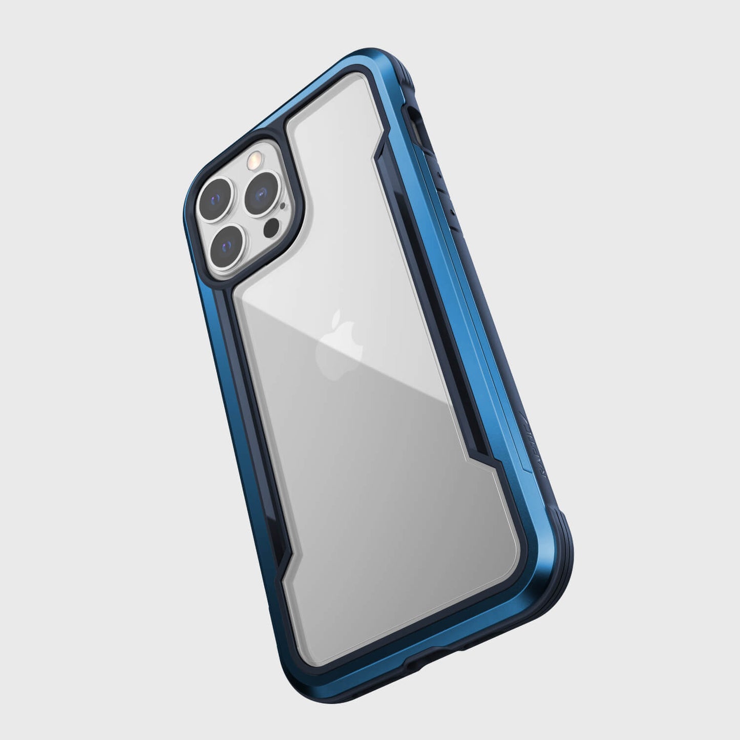 The back of an Raptic iPhone 13 Pro Max Case - SHIELD PRO in blue with drop protection.