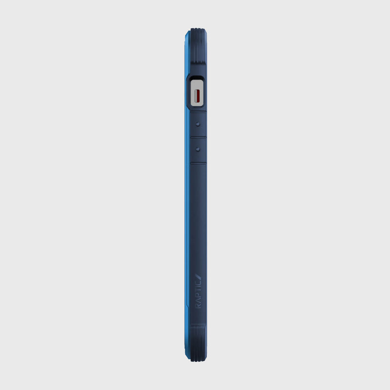 The back view of a blue iPhone 13 Pro Max Case - SHIELD PRO with drop protection by Raptic.