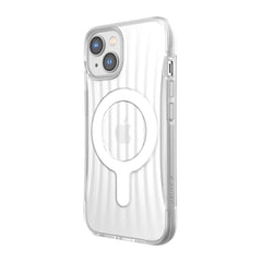 A clear iPhone 14 Case ~ Clutch MagSafe by Raptic with a circle on it.