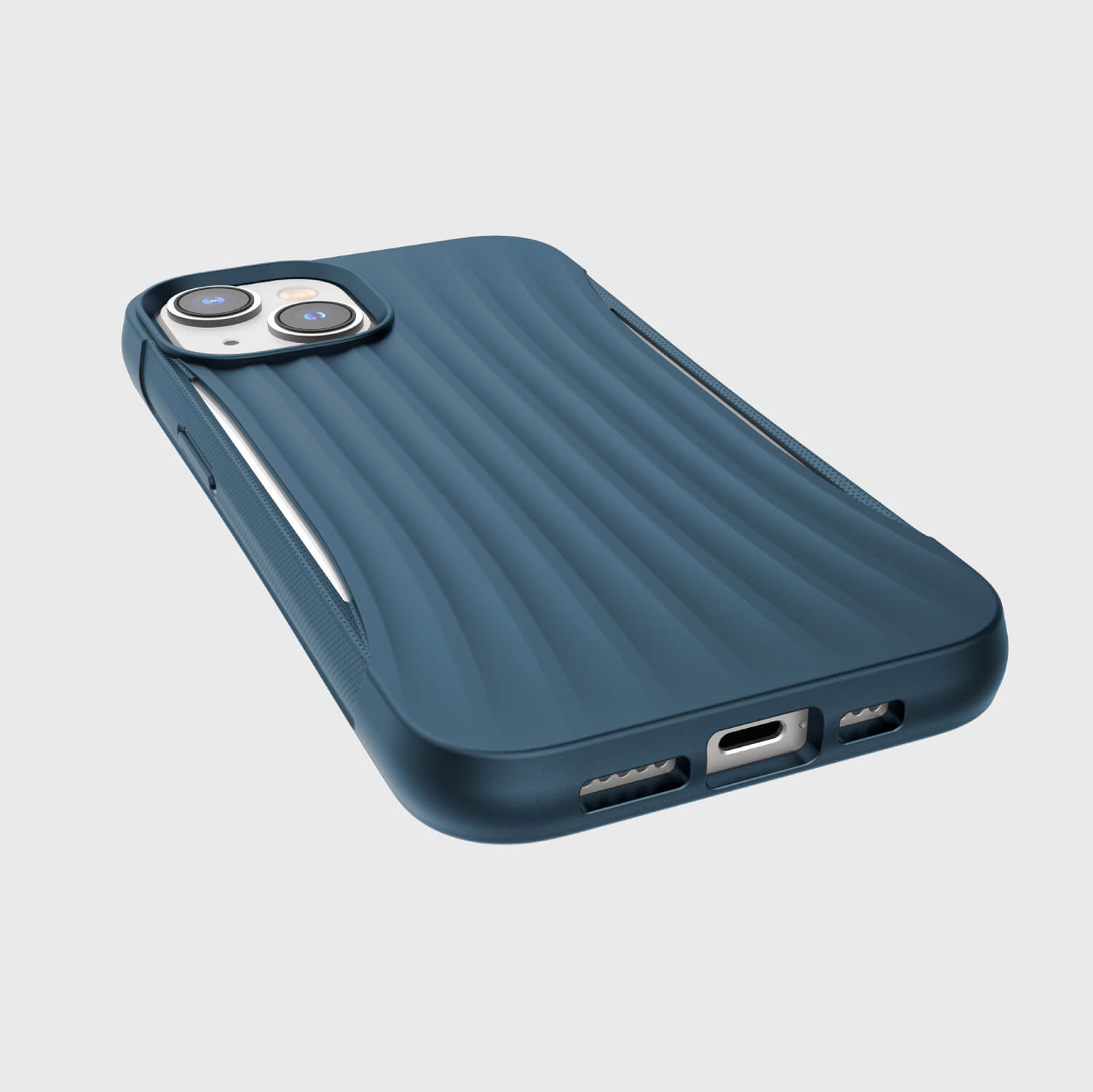 The back of a Raptic iPhone 14 Case ~ Clutch in blue.