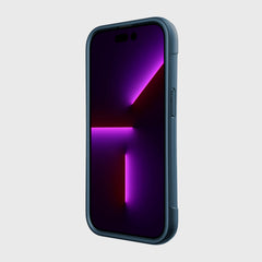The back of an Raptic iPhone 14 Case ~ Clutch with a purple light on it.