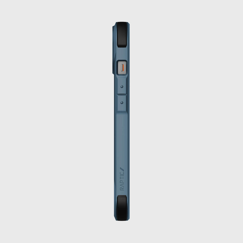 The back view of a blue iPhone 14 Case - Fort Built for MagSafe on a white background with MagSafe compatibility by Raptic.