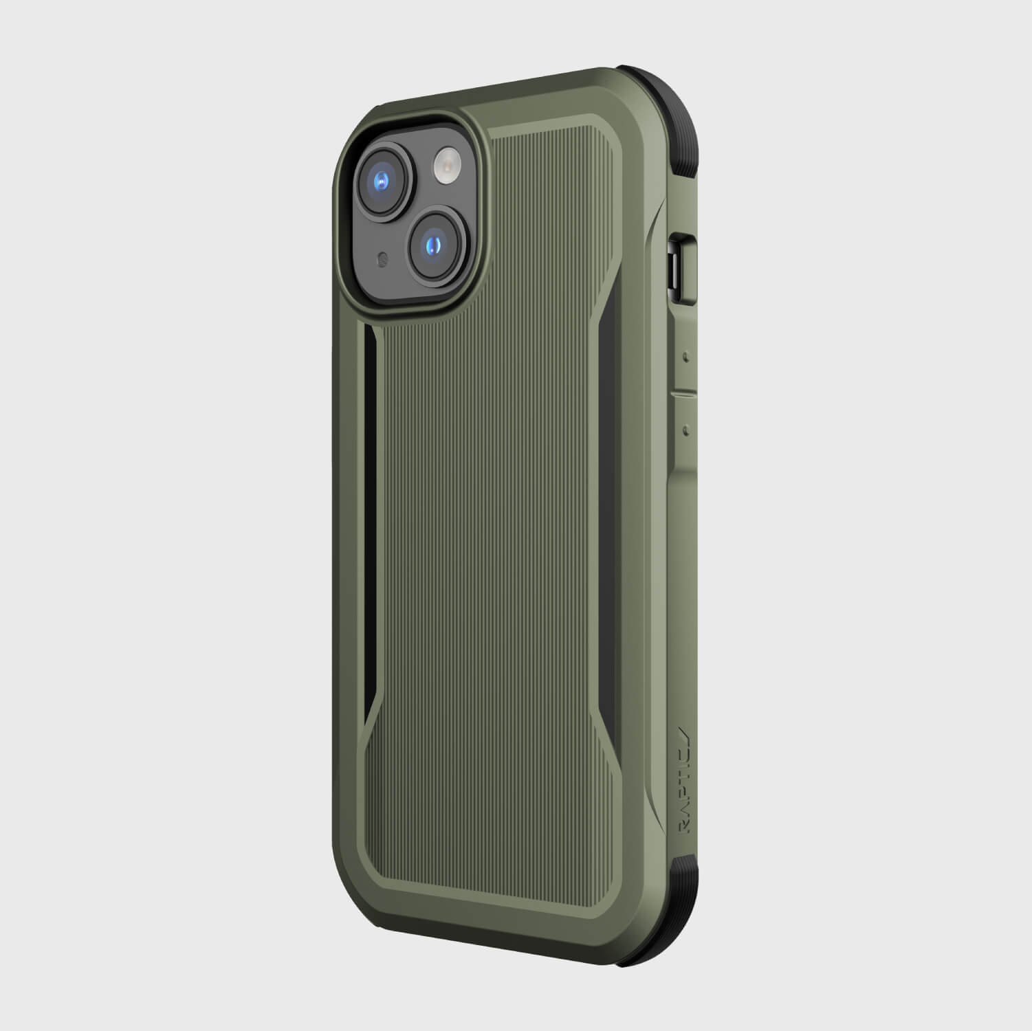 The iPhone 14 Case - Fort Built for MagSafe in olive green, offering military-grade drop protection and MagSafe compatibility by Raptic.