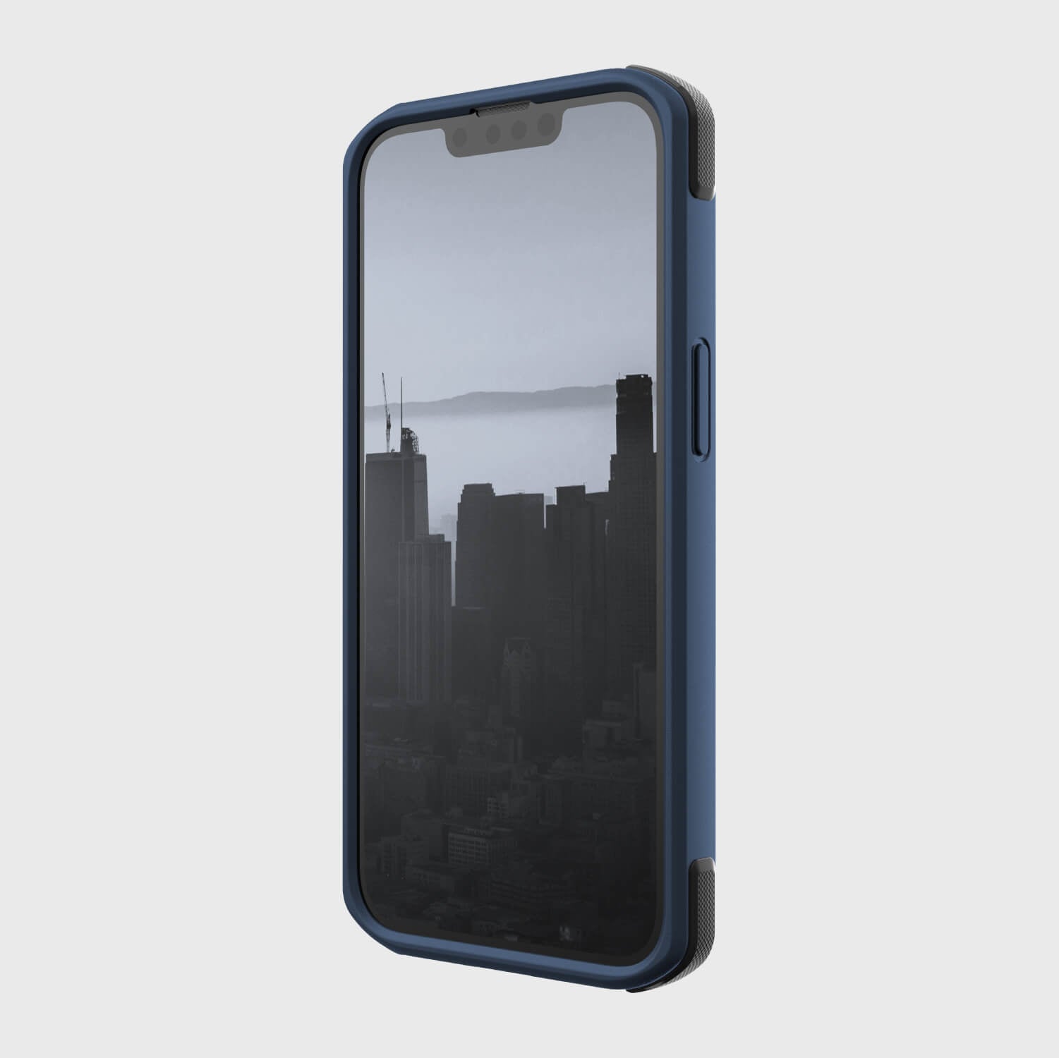 A blue Raptic iPhone 14 Case ~ Secure built for MagSafe with a view of the city.