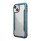 A Raptic Military Grade Drop Test iPhone 14 Shield case with purple, blue, and green accents, offering screen protection.