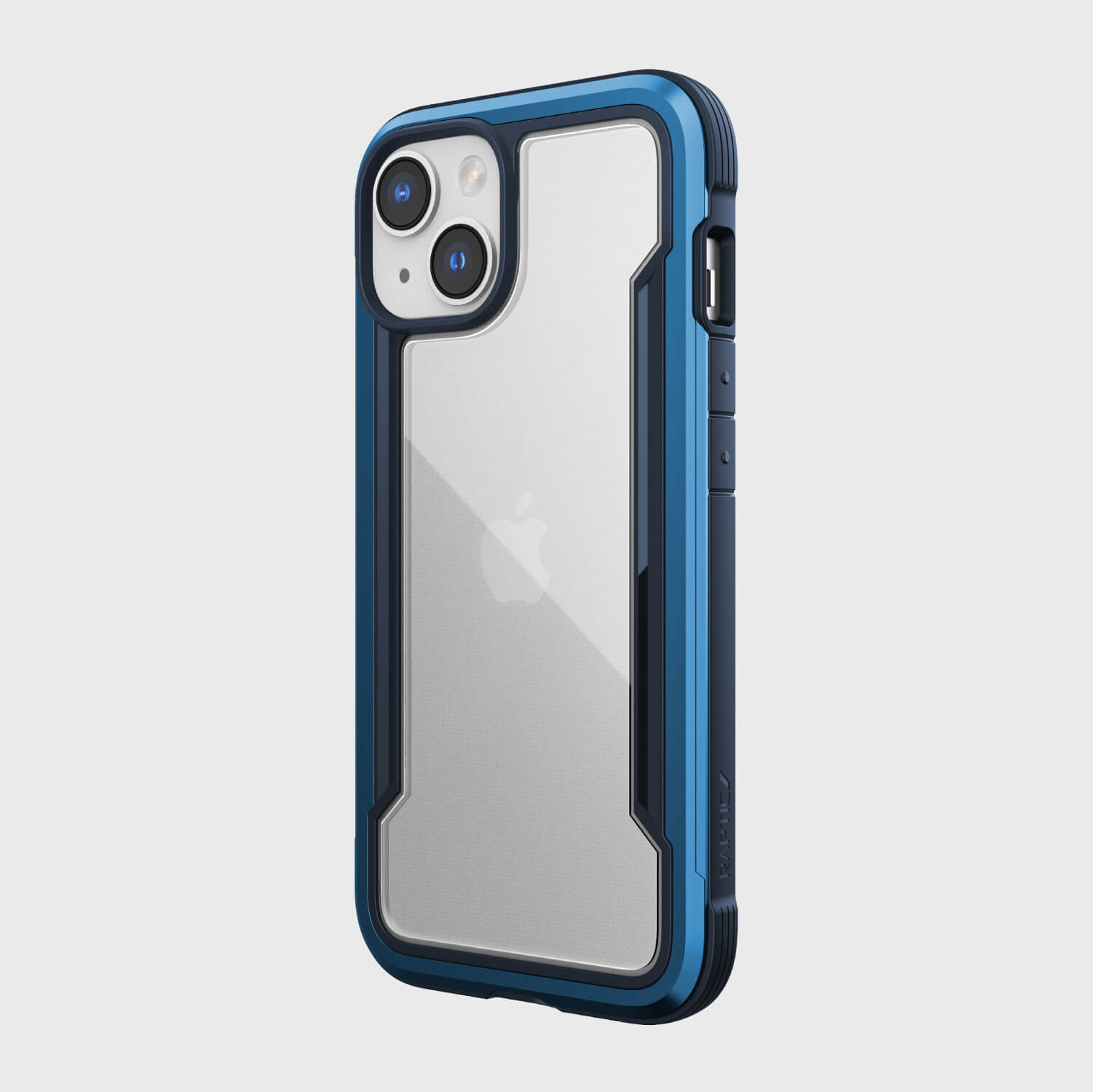 A blue iPhone 14 Case - Shield by Raptic with a clear back offering screen protection.