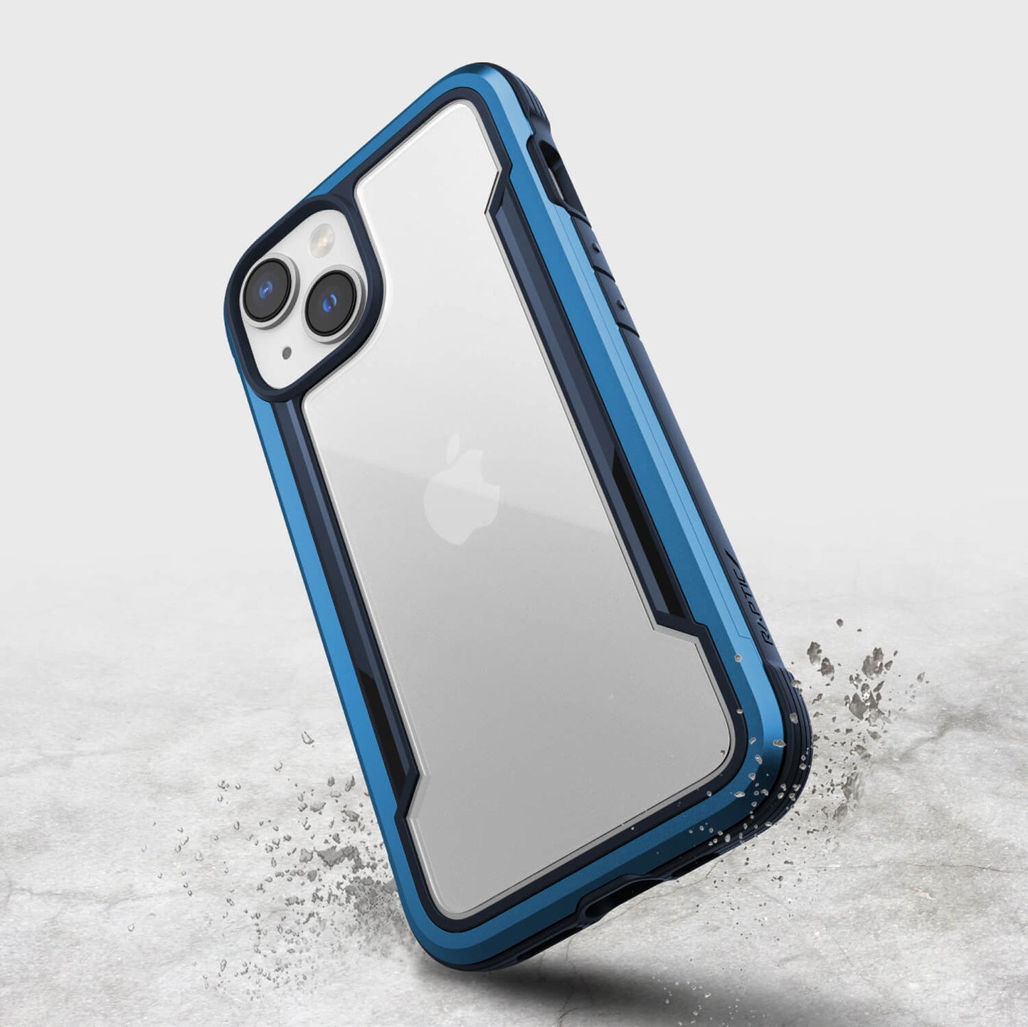The iPhone 14 Case - Shield by Raptic is shown in blue, offering screen protection.