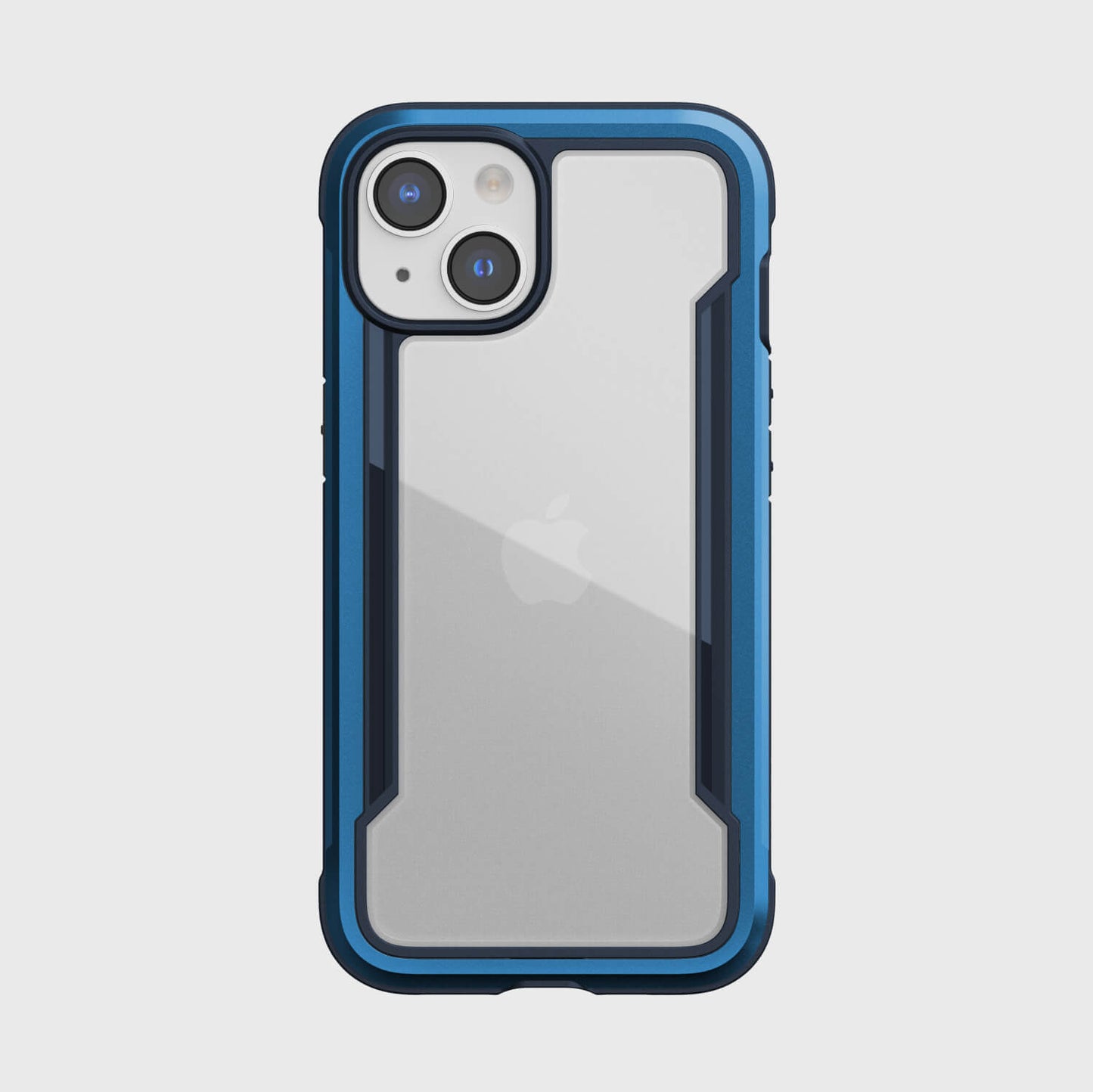 The iPhone 14 Case - Shield by Raptic, with screen protection, is shown in blue.