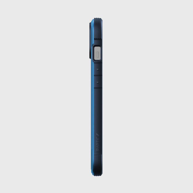 The back view of a Raptic iPhone 14 Case - Shield featuring Military Grade Drop Test capabilities, providing excellent screen protection, on a white background.