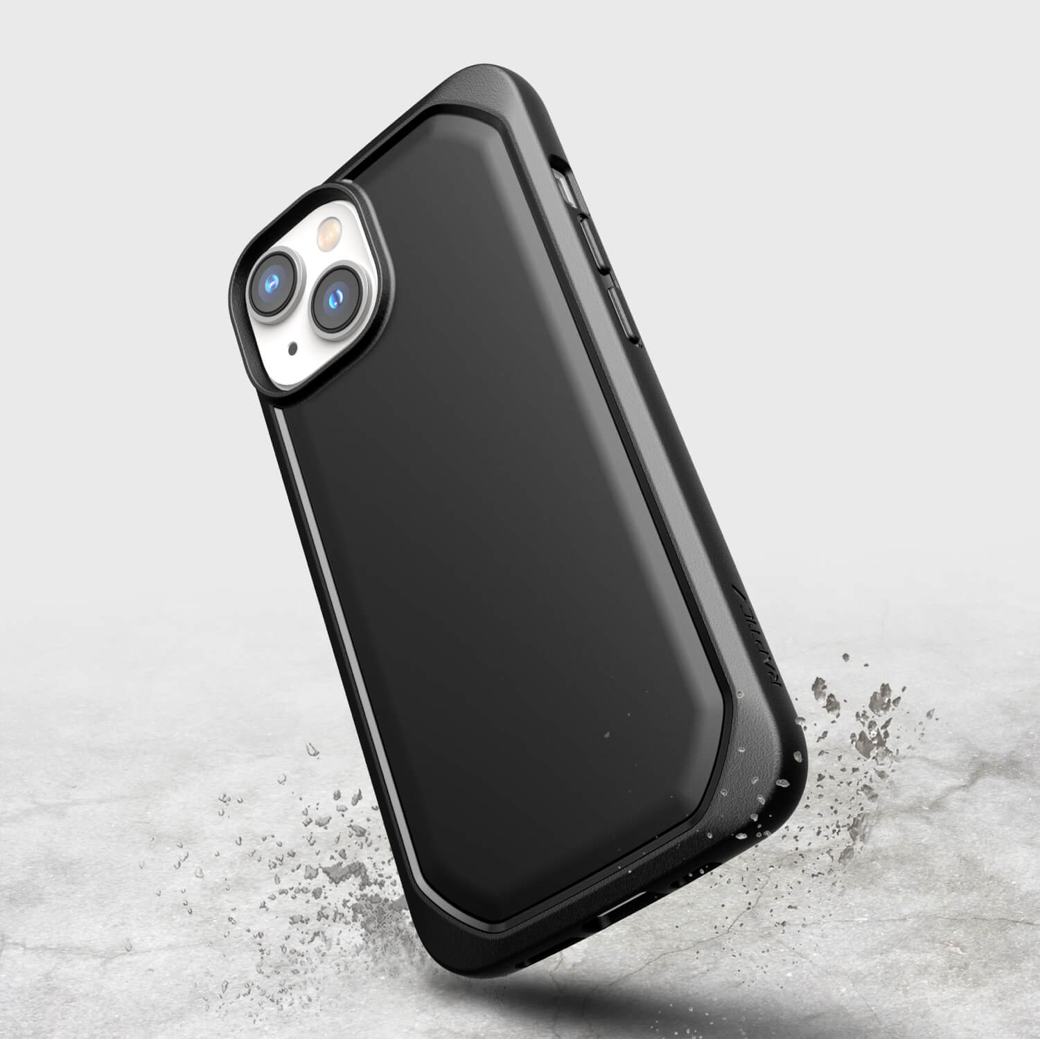 A black Raptic Slim iPhone 14 case with a splash of water for added texturing depth.