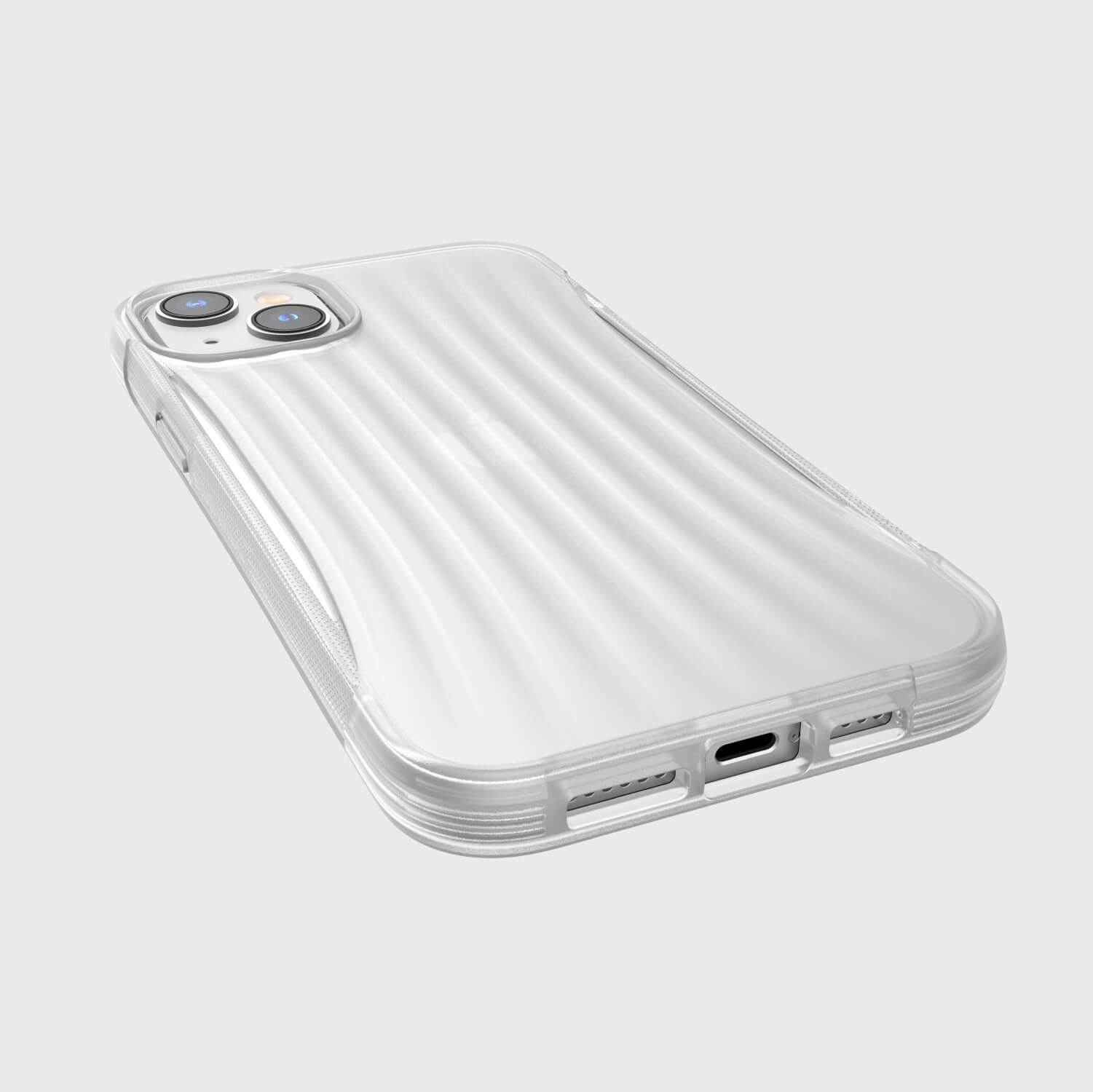 A pocket-friendly iPhone 14 Plus Case ~ Clutch featuring a sleek design on a white background.