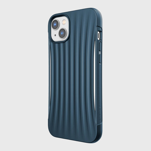 A pocket-friendly biodegradable iPhone 14 Plus Case ~ Clutch by Raptic in blue.