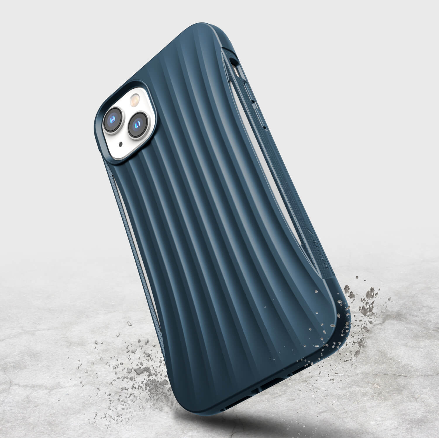 The pocket-friendly design of the biodegradable blue iPhone 14 Plus Clutch case by Raptic provides military-grade drop protection.
