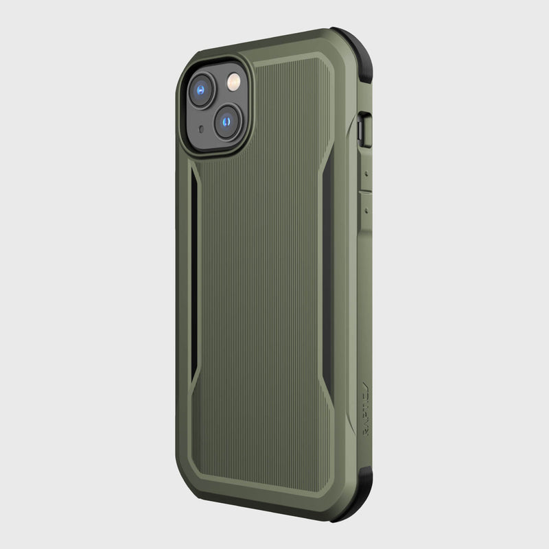 The olive green Raptic iPhone 14 Plus Case - Fort Built for MagSafe offers military-grade drop protection and is compatible with MagSafe functionality.