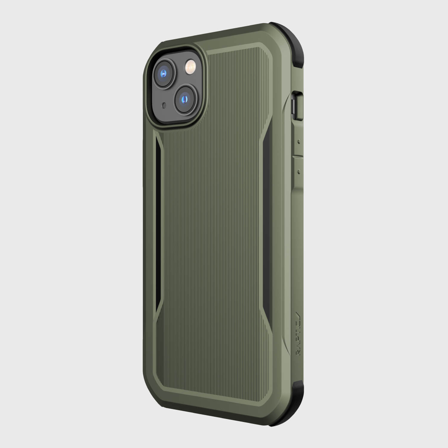 The olive green Raptic iPhone 14 Plus Case - Fort Built for MagSafe offers military-grade drop protection and is compatible with MagSafe functionality.