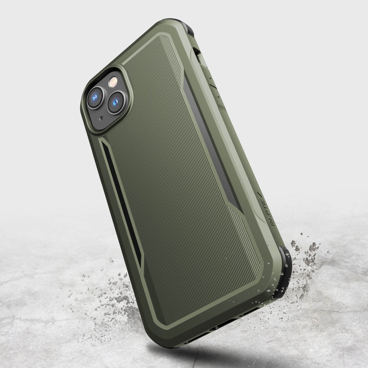 The iPhone 14 Plus Case - Fort Built for MagSafe by Raptic in olive green offers military-grade drop protection.