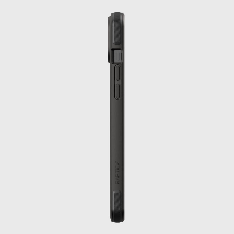 The back view of a Raptic iPhone 14 Plus Case on a white background, offering military grade drop protection with a limited lifetime warranty.