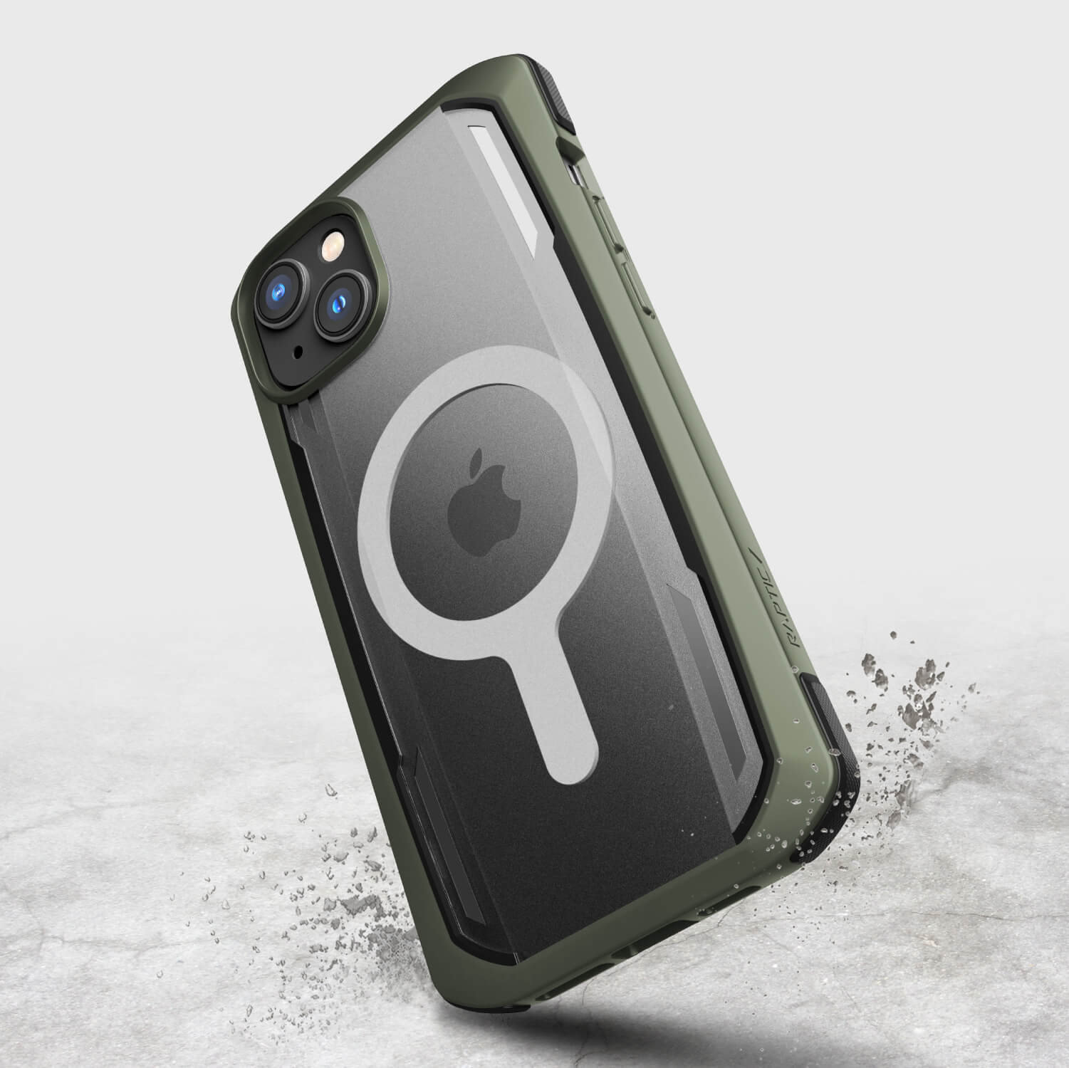 A Raptic iPhone 14 Plus Case with a magnifying glass and MagSafe compatibility.