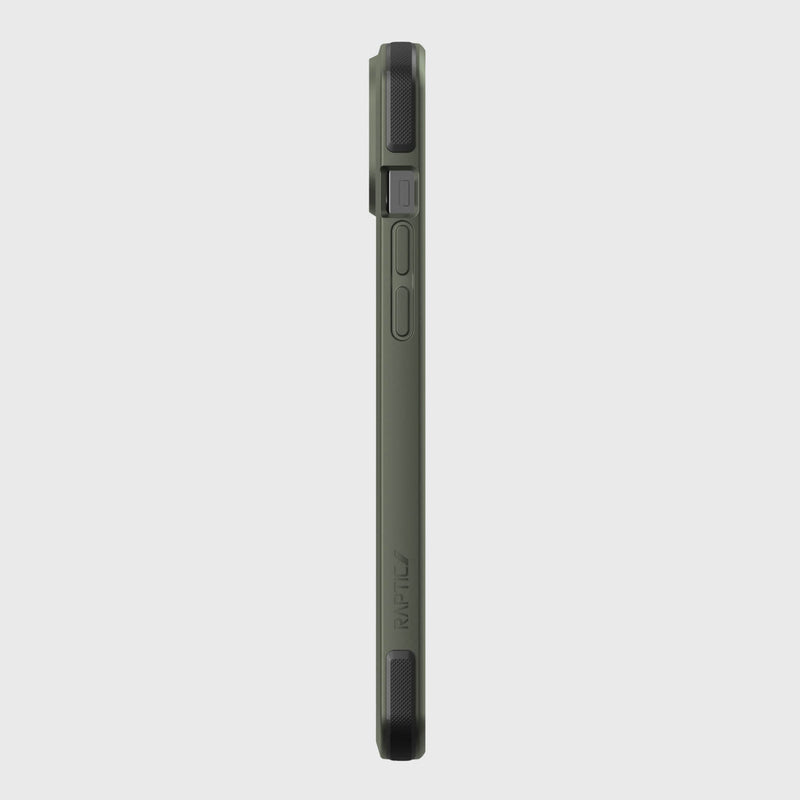 The back view of an olive green Raptic iPhone 14 Plus Case ~ Secure built for MagSafe with drop protection.