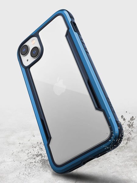 The lightweight iPhone 14 Plus Case - Shield by Raptic is shown in blue.