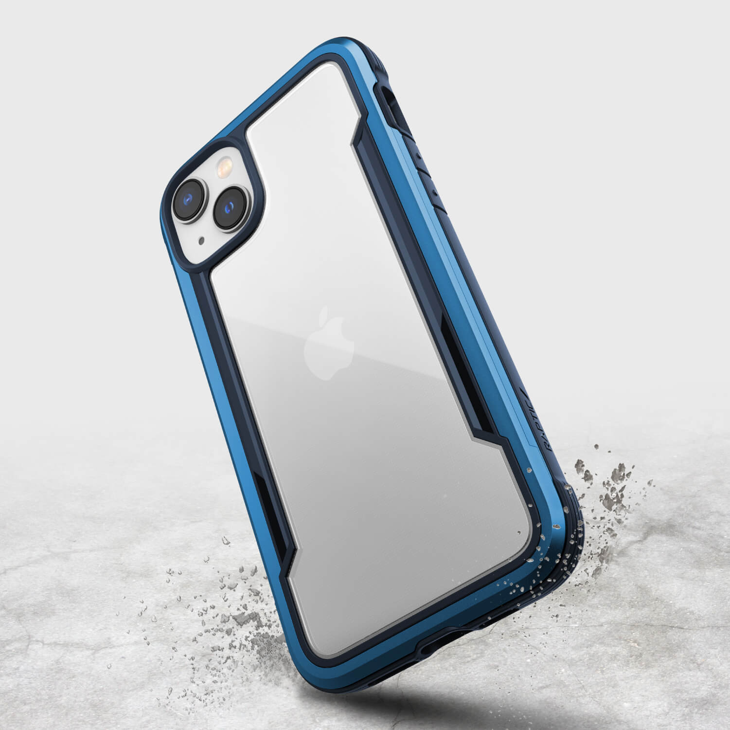 The lightweight iPhone 14 Plus Case - Shield by Raptic is shown in blue.